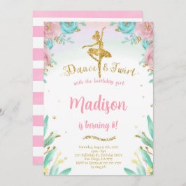 Convite Ballerina Dourada e Verde