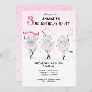 Convite Ballerina Elephant Dance Considerando