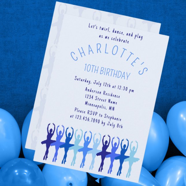 Convite Ballerina Girls Bray Twirl Dance Aniversário (Criador carregado)
