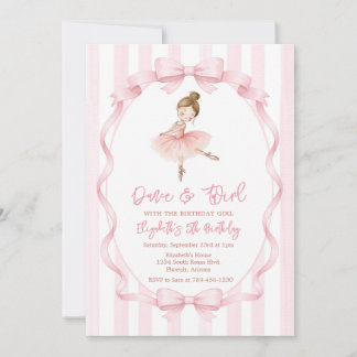 Convite Ballerina Let's Dance & Twirl Pink Party Birthday