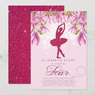 Convite Ballerina Pink Glitday