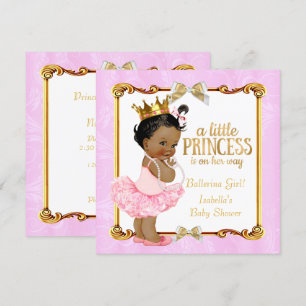 Convite Ballerina Princesa Churras de Bebê Rosa Dourado Ét