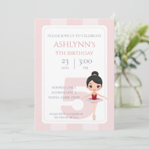 Convite Ballerina rosa-rosa personalizada