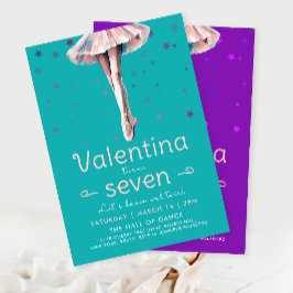 Convite Ballerina, Turquesa, Bonita, Dança E Aniversário G