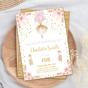 Convite Ballerina, uma luz rosa editável