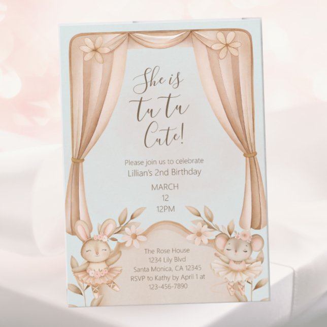Convite Ballet Dance Girls Second Birthday Invitation (Criador carregado)