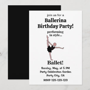 Convite Ballet Performando com Estilo Aniversário de Baila