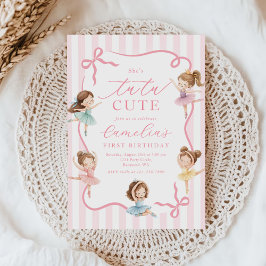 Convite Ballet Pink Girls Bow Tutu Ballerina 1st Birthday