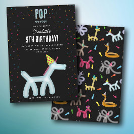 Convite Balloon Animals Unicorn Kids Birthday Party Theme