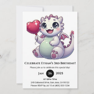 Convite Balloon Baby Dragon Aniversário