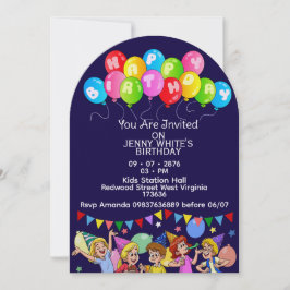 Convite Balloon Kids Birthday Invitation