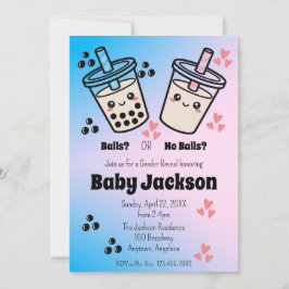 Convite Balls or No Balls Bubble Tea Boba Gender Reveal