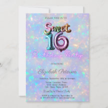 Baloão Iridescente Holográfico Moderno Sweet 16