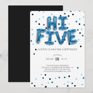 Convite Balões Azuis Hi Five 5º Aniversário