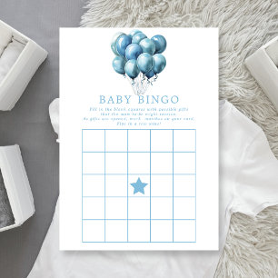 Convite Balões Azuis Menino de Aquarela Chá de Bebê Bingo