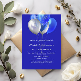 Convite Balões azuis reais de aniversário