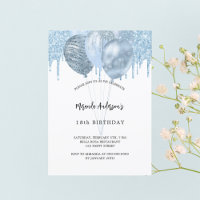 Balões brancos azuis de aniversário pingados