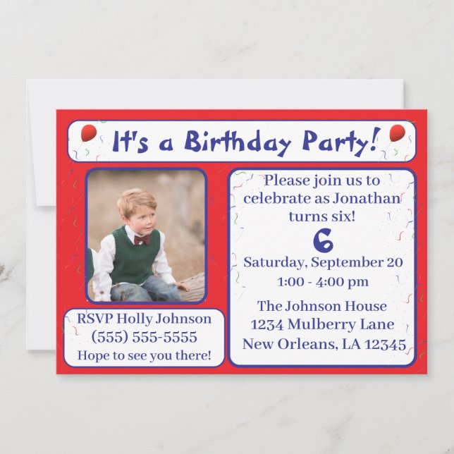 Convite Balões Brilhantes e Noite de Confetti (Frente)