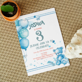 Convite Balões charmosos e Festa de aniversário do Urso de