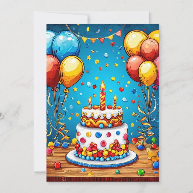 Convite Balões coloridos de aniversário (Frente)