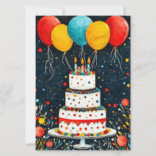 Convite Balões coloridos de aniversário