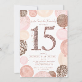Convite Balões cor-de-rosa Rosa com brilho dourado Fotogra