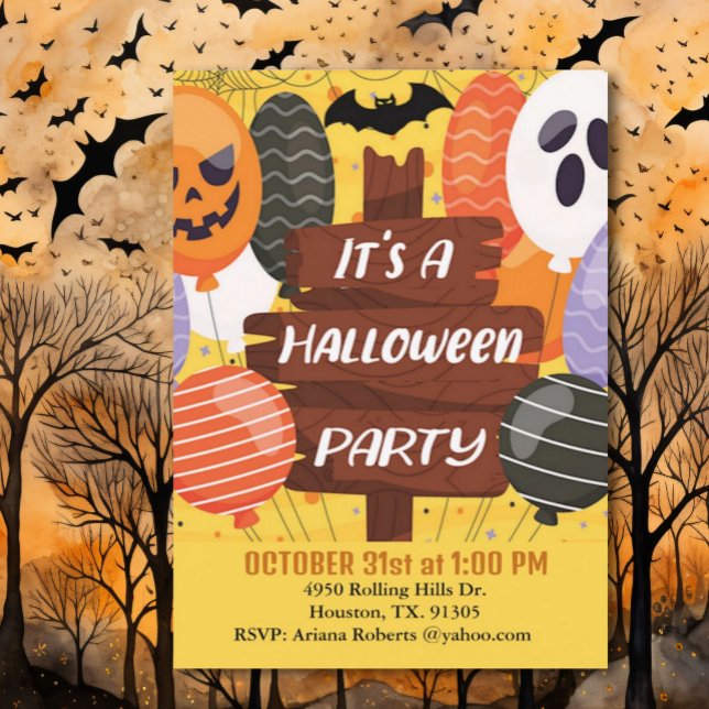 Convite Balões de Abóbora É uma festa de Halloween (Criador carregado)