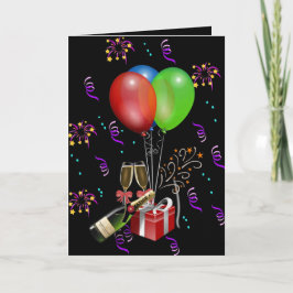Convite Balões de Aniversário Balde de Garrafa Celebração