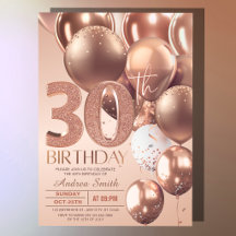 Balões de Aniversário de 30 anos em Rose Gold Glam