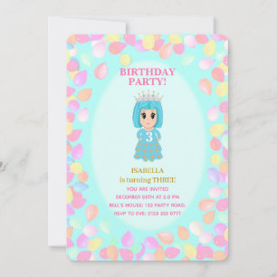 Convite Balões de Aniversário de Menina de 3 anos
