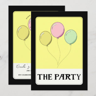 CONVITE BALÕES DE ANIVERSÁRIO ESTILO TARÔ AMARELO FESTA