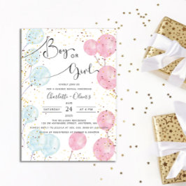 Convite Balões de Aquarela Revelação de Gênero