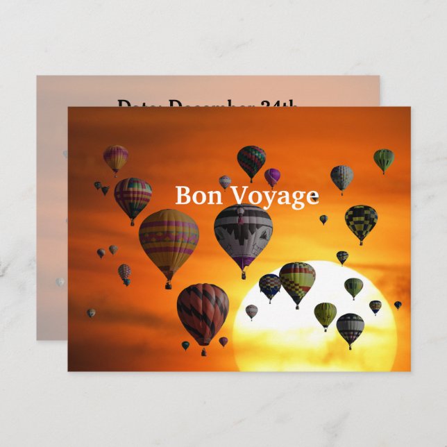 Convite Balões de ar quente em voo (Frente/Verso)