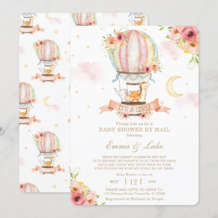 Convite Balões de Ar Quente Floral Chá de fraldas por Co