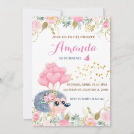 Convite Balões de arco de porco cor-de-rosa animais de ani