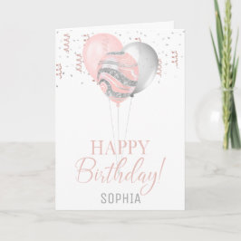 Convite Balões de Blush e Prata Aniversário