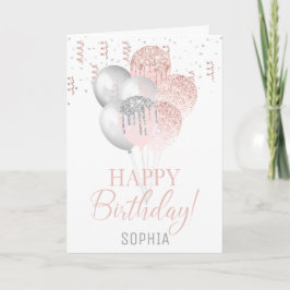 Convite Balões de Blush e Prata Aniversário