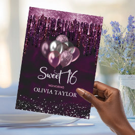 Convite Balões de brilho cor-de-rosa vermelho elegante doc