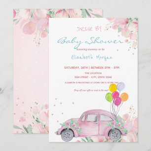 Convite Balões de Carro Estrelas Florais Chuveirinho de Be