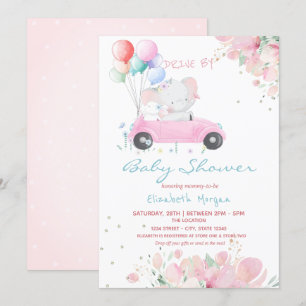 Convite Balões de Carro Floral Desfile Baby Shower