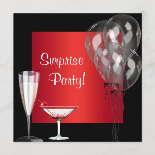 Convite Balões de Cocktail Vermelhos Surpresa Aniversário