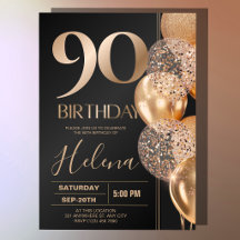 Balões de Confete Glam Black Gold 90º Aniversário