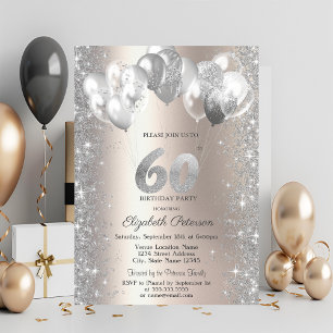 Convite Balões de Confetes Brilhantes Champanhe Aniversári