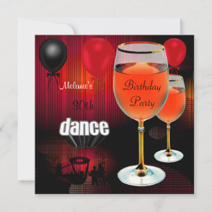 Convite Balões de Dança de Vidro de Vinho Tinto de Anivers