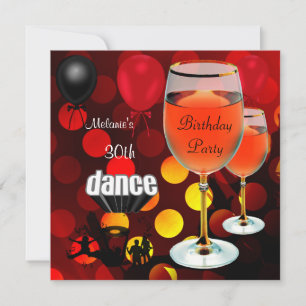 Convite Balões de Dança de Vidro de Vinho Tinto de Anivers
