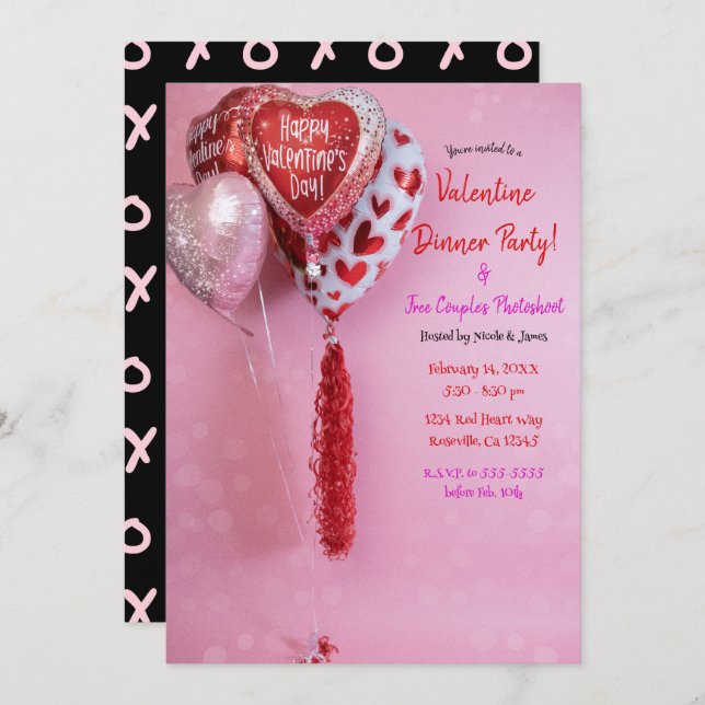 Convite Balões de Dia dos Namorados Jantar Festa ou Aniver (Frente/Verso)