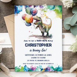 Convite Balões de Dinossauro T-Rex Festa de aniversário