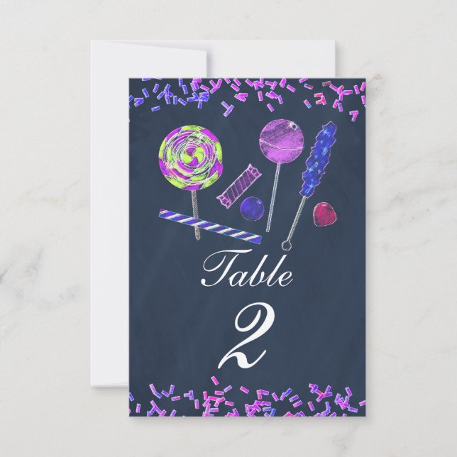 Convite Balões de Doces Loja de Doces Giz Número da Mesa (Frente)