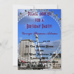 Convite Balões de Festa de Aniversário Padrão Londres