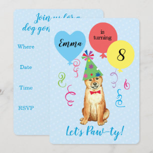 Convite Balões de Festa de aniversário Shiba Inu